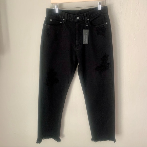 NWT CARMAR Emelia High Rise Black Straight Leg Crop Distressed Jeans Size 30 - Picture 6 of 13